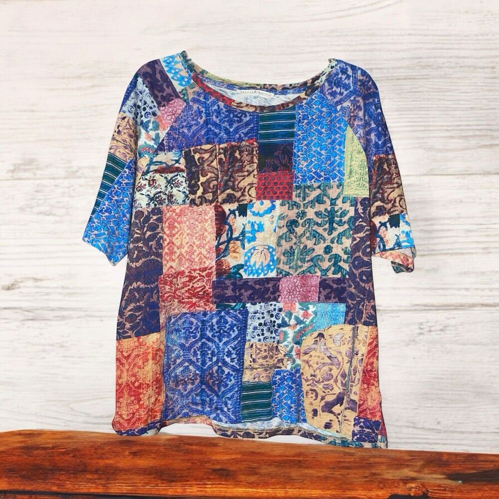 Peruvian Connection M/L Colorful Patchwork Cotton… - image 1